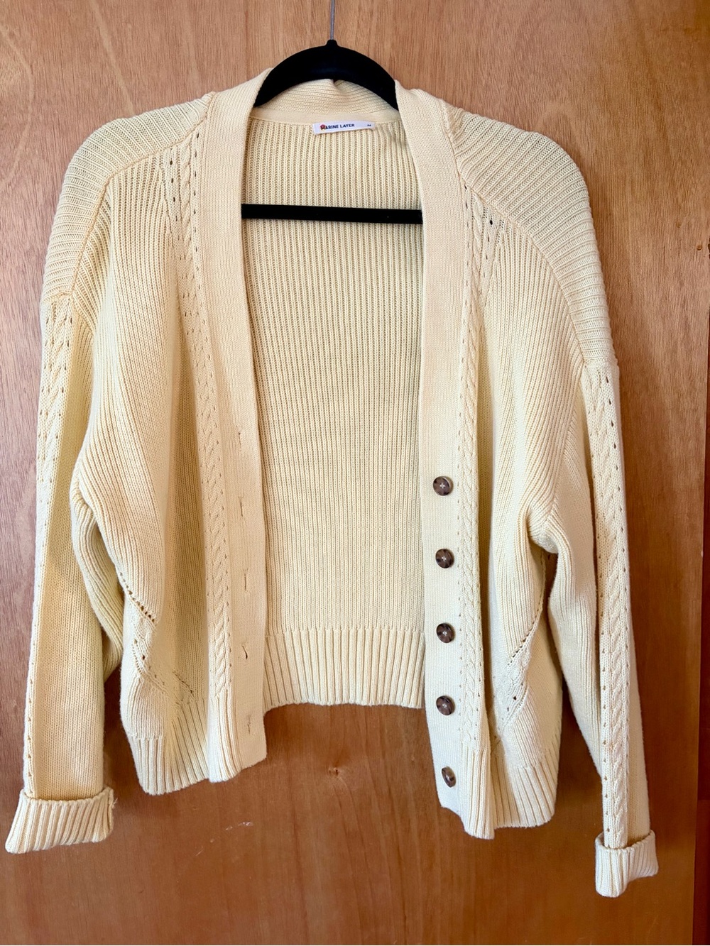 Marine Layer Pale Yellow Button-Front Knit Cardigan